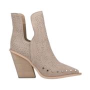 Alma EN Pena Studded Ankelboots med Slits Beige, Dam