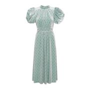 Rotate Birger Christensen Polka Dot Midi Klänning Blue Surf Blue, Dam