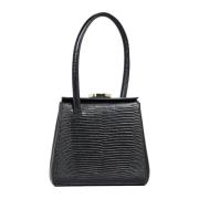 Little Liffner Vintage Lizard-Embossed Leather Handbag Black, Dam