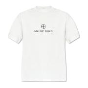 Anine Bing Jaylin Tee Monogram Beige, Dam