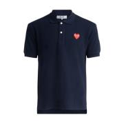 Comme des Garçons Play Navy Blue Polo Shirt med Rött Hjärta Blue, Herr