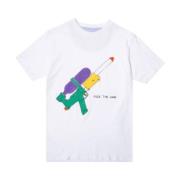 Lc23 Vattenpistol Broderad Designer T-shirt White, Herr