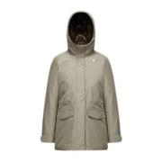 K-Way Beige Annette Mid-Length Parka Beige, Dam