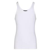 Dolce & Gabbana Ribbad Tanktop med Logopatch White, Herr