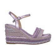 ALMA EN PENA Rhinestone Wedge Sandal med Flätad Detalj Purple, Dam