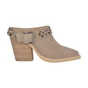 Alma EN Pena Studded Heeled Clogs Brown, Dam