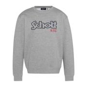 Schott NYC Ikonisk Fleece Sweatshirt Gray, Herr