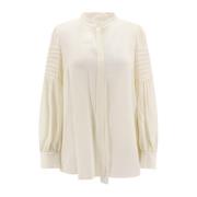 Chloé Beige V-Neck Wool Shirt Beige, Dam