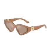 Dolce & Gabbana Flash Spegel Ljusbrun & Guld Solglasögon Beige, Dam