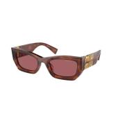 Miu Miu Brun Ram, Mörk Violet Linser Solglasögon Brown, Unisex