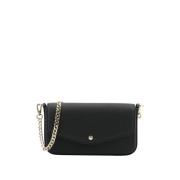 Pourchet Paris Svart Crossbody Väska med Kedja Black, Dam