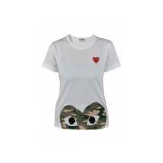 Comme des Garçons Camouflage Heart Print White Cotton T-Shirt White, D...