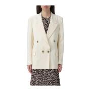 Msgm Dubbelknäppt Ivory Blazer Beige, Dam