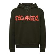 Dsquared2 Mörkgrön Bomullshoodie Green, Herr