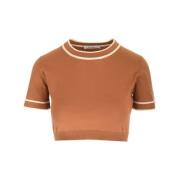 Max Mara Brun Läder Cropped Tröja Brown, Dam