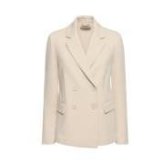 Max Mara Beige Dubbelknäppt Jerseyjacka Beige, Dam