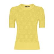 Dolce & Gabbana Gul Monogram Jacquard Tröja Yellow, Dam