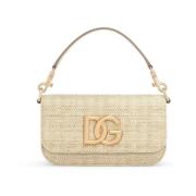 Dolce & Gabbana Raffia Axelväska med DG Logo Beige, Dam