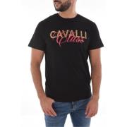 Cavalli Class Svart Bomull Logo T-shirt Black, Herr