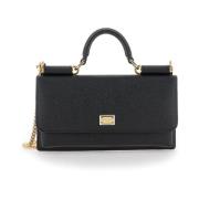 Dolce & Gabbana Svart Crossbody Väska med Logo Plaque Black, Dam