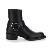 Alexander McQueen Svarta Läder Ankelboots Dragkedja Black, Herr