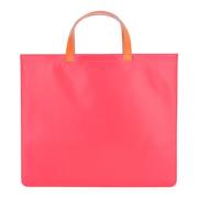 Comme des Garçons Rosa Gul Super Fluo Läder Tote Väska Pink, Dam