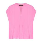 Elena Mirò Crep de Chine Veckad Blus Pink, Dam