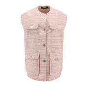 Versace Rosa Blazer Crew-neck Fyra Fickor Pink, Dam