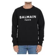 Balmain Logo Print Crewneck Sweatshirt Black, Herr