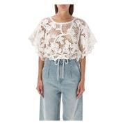 Zimmermann Ivory Crochet Topwear Aw24 White, Dam