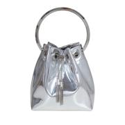 Jimmy Choo Silver Metallic Läder Hink Handväska Gray, Dam