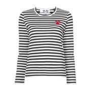 Comme des Garçons Play Ikonisk Heart Striped Långärmad T-shirt Multico...