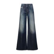 Diesel Blå Stonewashed Flare Jeans Blue, Dam