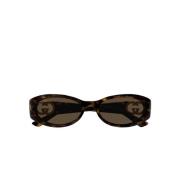 Gucci Elegant Oval Brun Tortoise Solglasögon Brown, Dam