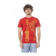 Cavalli Class Röd Logo Print Crew Neck T-Shirt Red, Herr