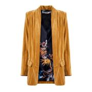 Nenette Gyllene Sammet Blazer Rak Linje Yellow, Dam