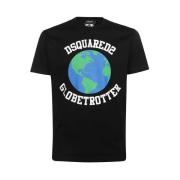 Dsquared2 Kontrasterande Tryck Bomull T-shirt Black, Herr