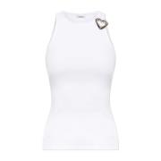 Blumarine Topp med en hjärtformad applikation White, Dam