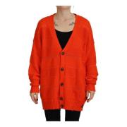 Dsquared2 Orange Stickad Cardigan Tröja Bomullsblandning Orange, Dam