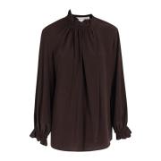 Victoria Beckham Ruffle Neck Blouse Brown, Dam