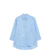 Oltre Kristallsten Oversized Skjorta Blue, Dam