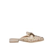 Alma EN Pena Studded Flat Mules White, Dam