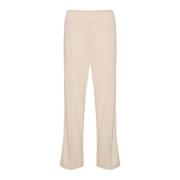 Part Two Elastisk Midja Straight-Leg Moonbeam Byxor Beige, Dam