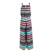 YES ZEE Multifärgad Randig Wide Leg Jumpsuit Multicolor, Dam