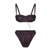 Oseree Lila Paljett Högmidjebikini Set Purple, Dam