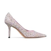 Jimmy Choo Rosa Glitter Spetsig Tå Stilettklackar Pink, Dam