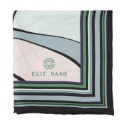 Elie Saab Grön Tryckt Sidenscarf med Logotyp Multicolor, Dam