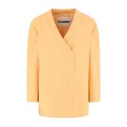 Jil Sander Pastel Orange Wool Blend Blazer Orange, Dam