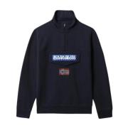 Napapijri Herr Half-Zip Sweatshirt med Central Ficka Blue, Herr