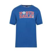 North Sails Havblå Bomull Logo Print T-shirt Blue, Herr